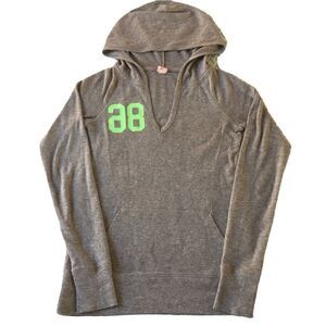 Pink waffle knit long sleeve hooded top